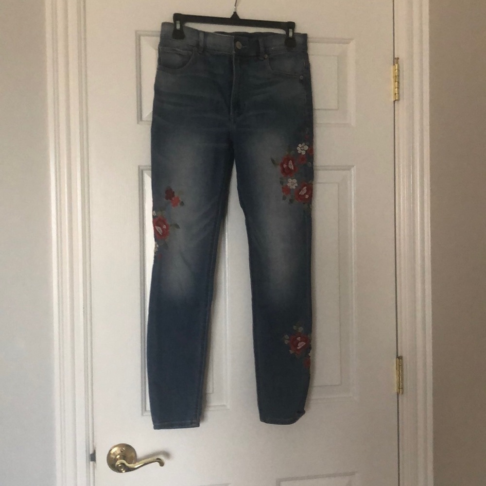 Express High Rise Legging Jeans Embroidered 4S